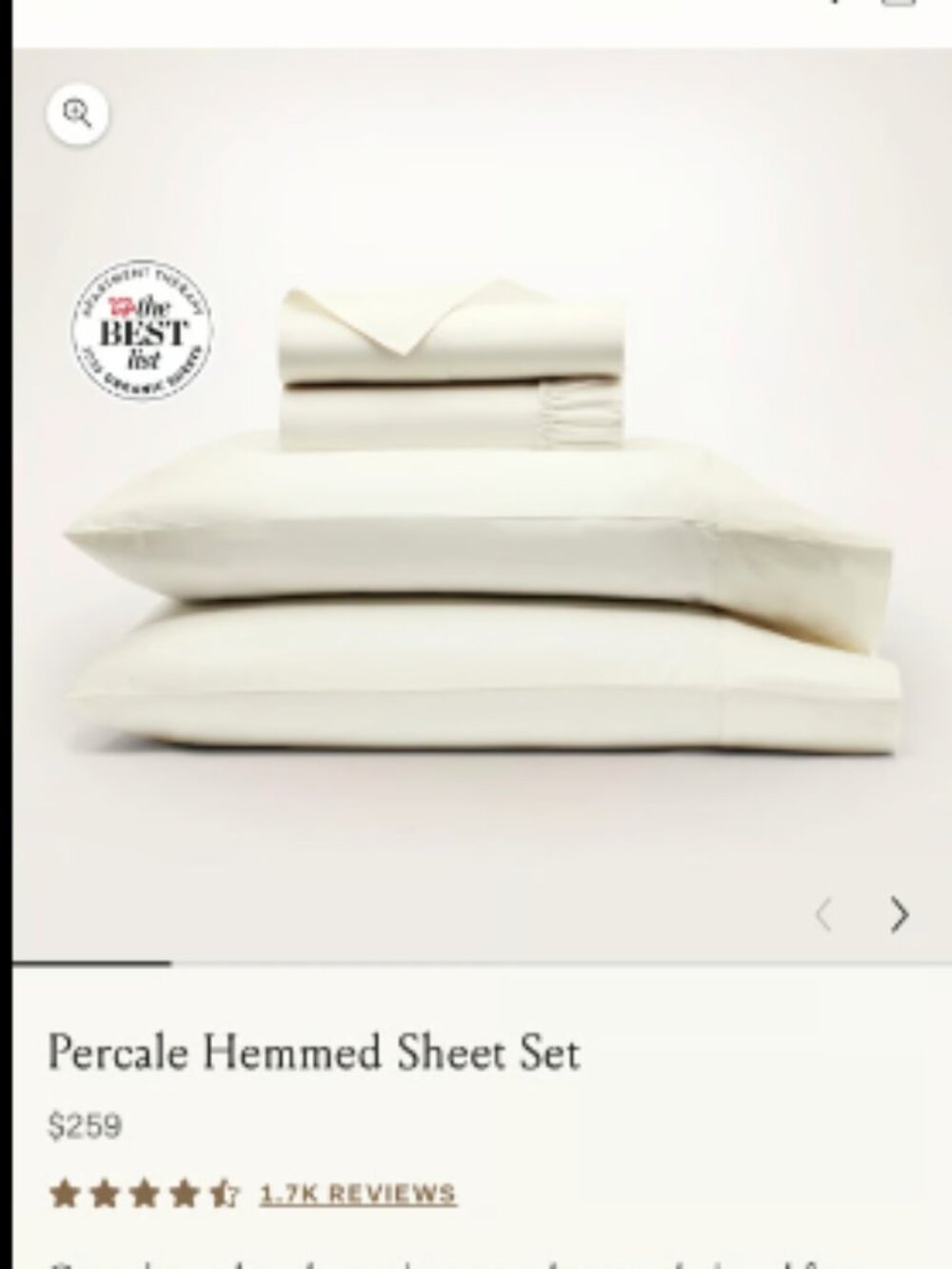 NEW Boll & Branch Signature Hemmed FULL CREAM 4 PCS Sheet Set